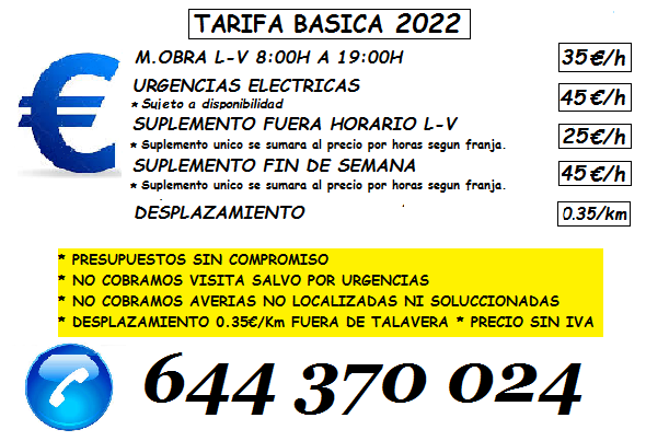 tarifa-basica-electricista-2022